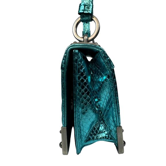 Prada Metallic Snakeskin Bag Cahier Shoulder/Crossbody Ayers Impunture Aqua SHW - Picture 6 of 16